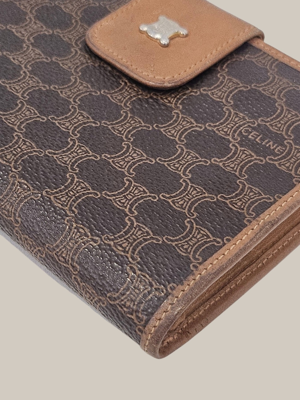 CELINE Brown Triomphe Canvas Leather Wallet - Picture 5 of 16